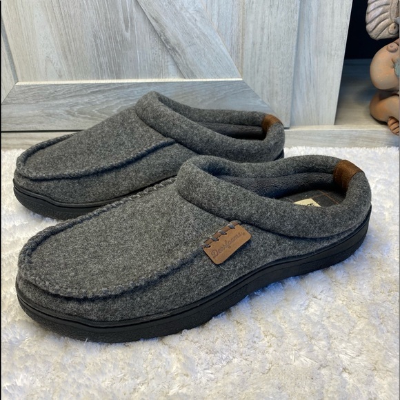 Dearfoams Men's Memory Foam Slippers Dark Heather Grey 9-10 - Picture 1 of 9
